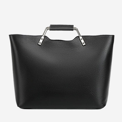 Genuine Leather Arch-Handle Minimalist Commuter Crossbody Bag