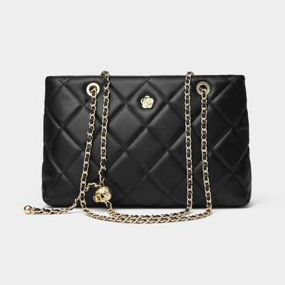 Women's Quilted Genuine Leather Chain Shoulder Bag