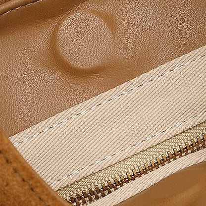 Women's Suede Structured Hobo Bag with Contrast Stitching