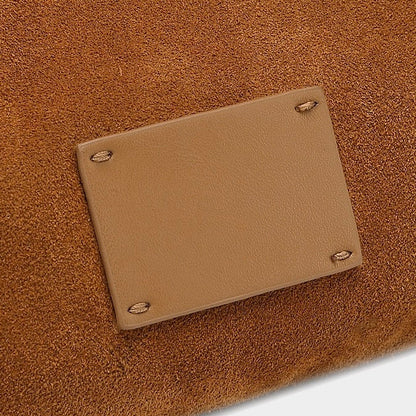 Women's Suede Structured Hobo Bag with Contrast Stitching