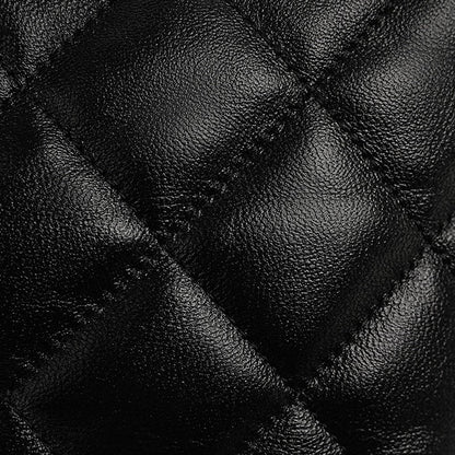 Noir Quilted Sheepskin Dual-Tone Chain Shoulder Bag