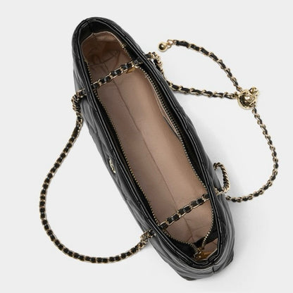 Women's Quilted Genuine Leather Chain Shoulder Bag