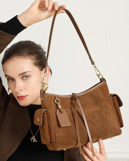 Retro Matte Genuine Cowhide Utility Shoulder Bag