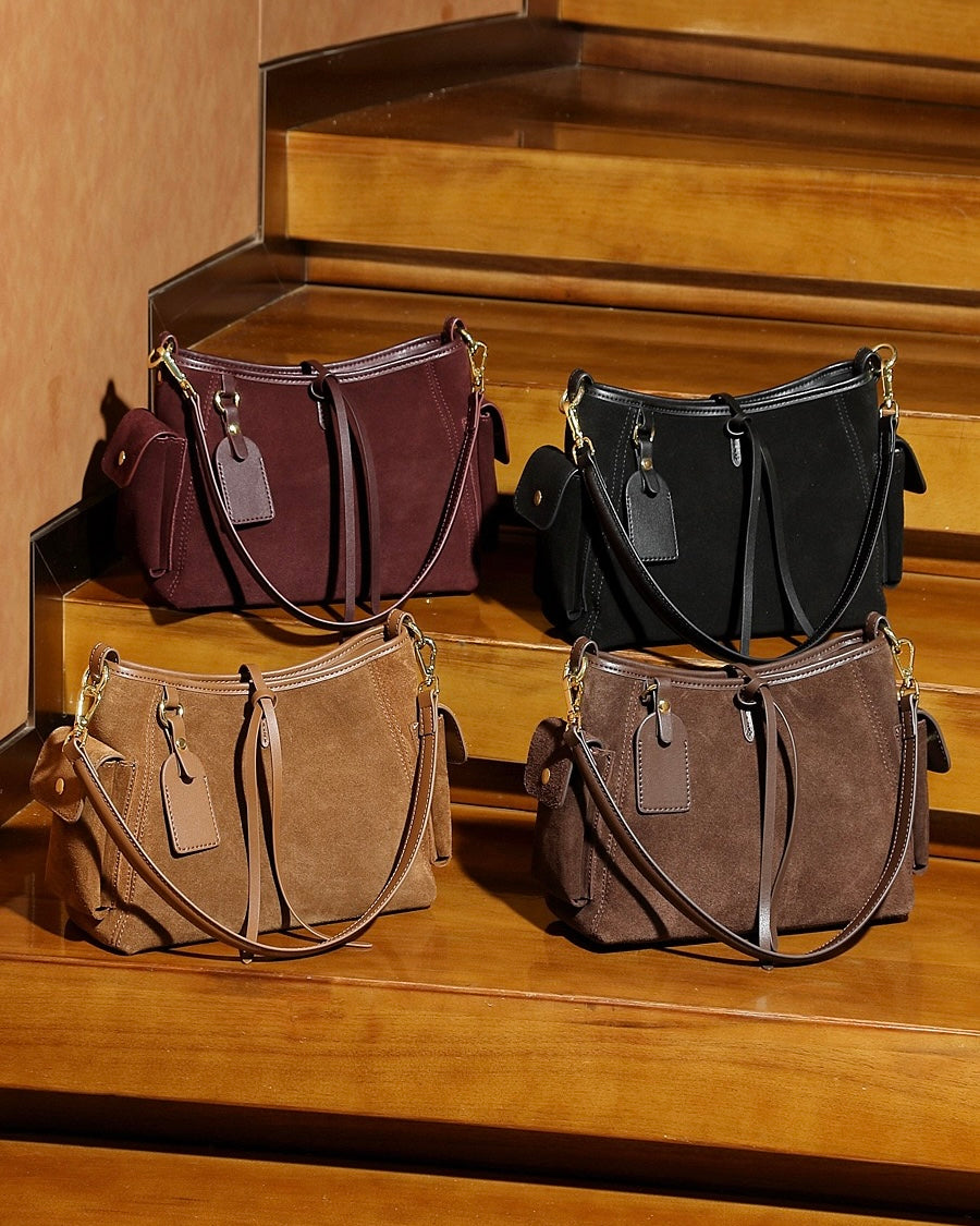 Retro Matte Genuine Cowhide Utility Shoulder Bag