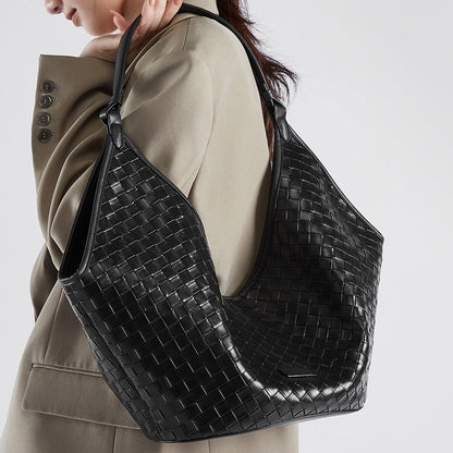 Women's Genuine Leather Woven Commuter Bag