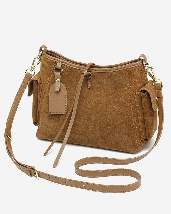 Retro Matte Genuine Cowhide Utility Shoulder Bag