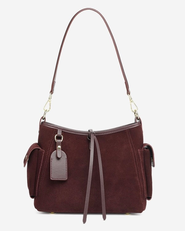 Retro Matte Genuine Cowhide Utility Shoulder Bag