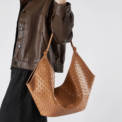 Women's Genuine Leather Woven Commuter Bag
