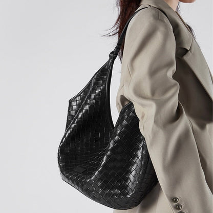 Women's Genuine Leather Woven Commuter Bag