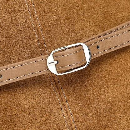 Retro Suede Structured Genuine Leather Tote Bag