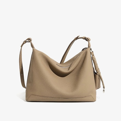 Minimalist Genuine Leather Large Capacity Commuter Tote Shoulder Bag