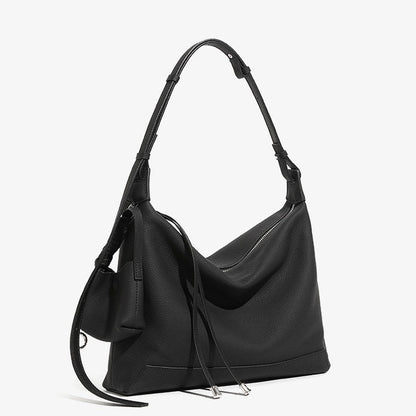 Minimalist Genuine Leather Large Capacity Commuter Tote Shoulder Bag