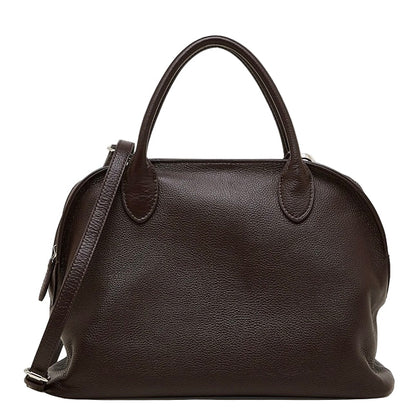 Grained Leather Dome Satchel with Dual Carry Options