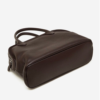 Grained Leather Dome Satchel with Dual Carry Options