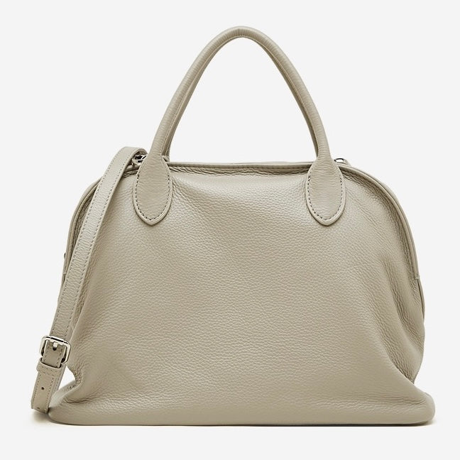 Grained Leather Dome Satchel with Dual Carry Options