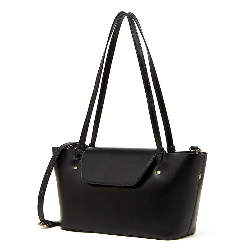 Women's Genuine Leather Flap Tote with Convertible Straps