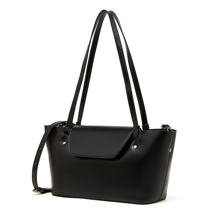 Women's Genuine Leather Flap Tote with Convertible Straps