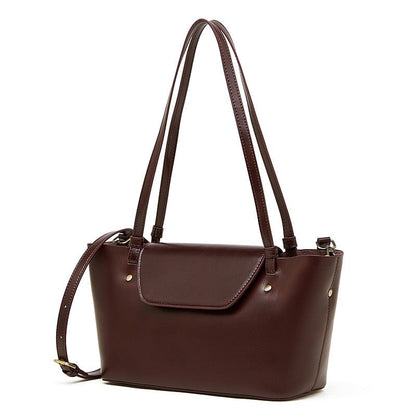 Women's Genuine Leather Flap Tote with Convertible Straps