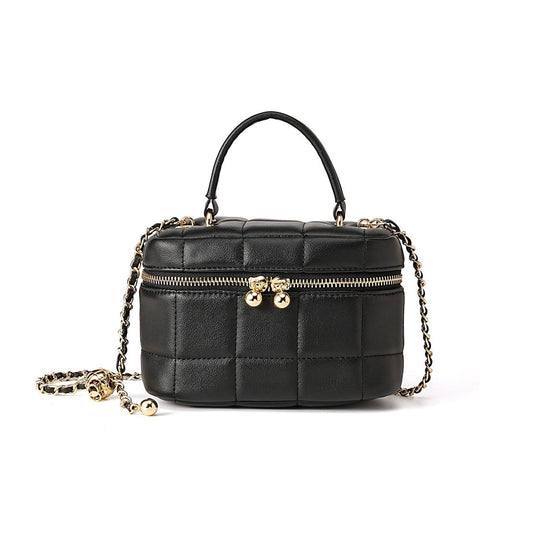 Women's Genuine Leather Textured Chain Shoulder Bag