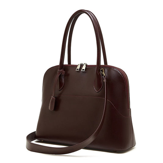 Women's Genuine Leather Dome Satchel with Signature Tassel