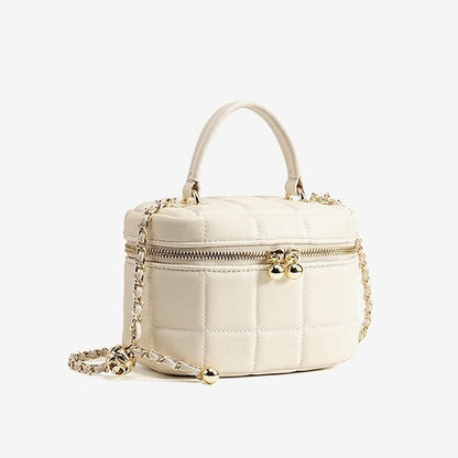 Women's Genuine Leather Textured Chain Shoulder Bag