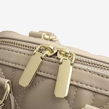 Women's Genuine Leather Quilted Boston Clutch Bag