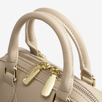 Women's Genuine Leather Quilted Boston Clutch Bag