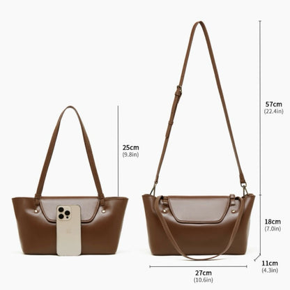 Women's Genuine Leather Flap Tote with Convertible Straps