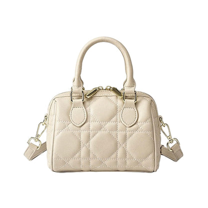 Women's Genuine Leather Quilted Boston Clutch Bag