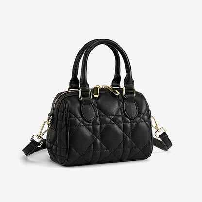 Women's Genuine Leather Quilted Boston Clutch Bag