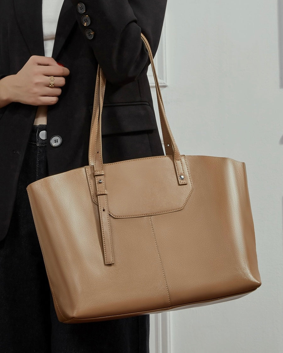 Women's Minimalist Genuine Leather Tote Bag