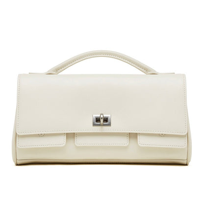 Women's Genuine Leather Designer Lock Clasp Shoulder Handbag