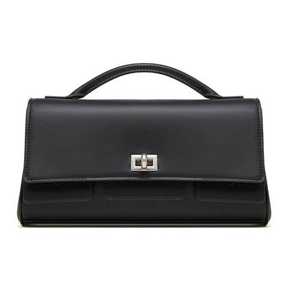 Women's Genuine Leather Designer Lock Clasp Shoulder Handbag