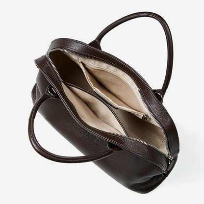 Grained Leather Dome Satchel with Dual Carry Options