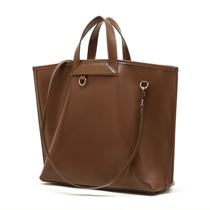 Women's Timeless Hazelnut Leather Tote with Metal Accents