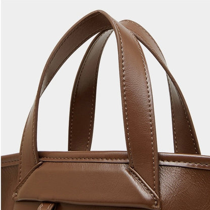 Women's Timeless Hazelnut Leather Tote with Metal Accents