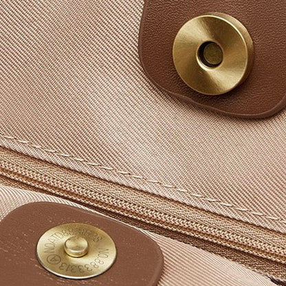 Women's Timeless Hazelnut Leather Tote with Metal Accents