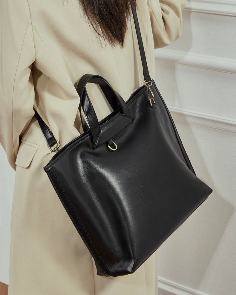 Women's Timeless Hazelnut Leather Tote with Metal Accents