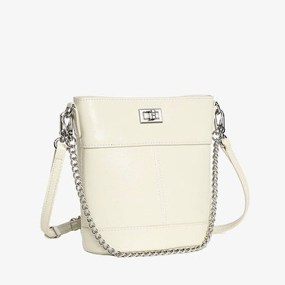 Women's Luxury Waxed Top Grain Leather Bucket Bag