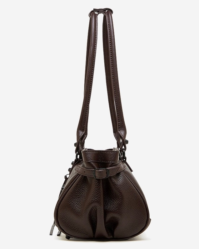 Women's Pebbled Leather Shoulder Bag with Slouchy Silhouette