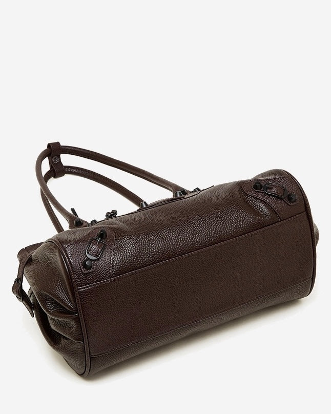 Women's Pebbled Leather Shoulder Bag with Slouchy Silhouette