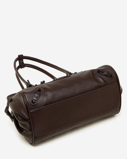 Women's Pebbled Leather Shoulder Bag with Slouchy Silhouette