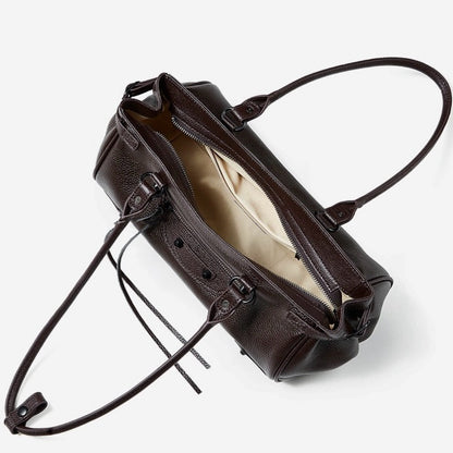 Women's Pebbled Leather Shoulder Bag with Slouchy Silhouette