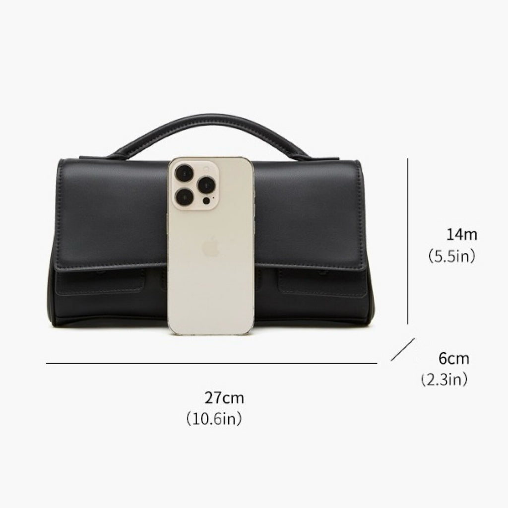 Women's Genuine Leather Designer Lock Clasp Shoulder Handbag