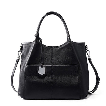 Women’s Genuine Leather Large Capacity Tote Shoulder Bag – Elegant Commuter Style