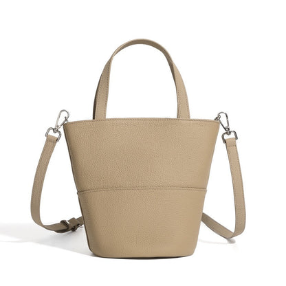 Women's Genuine Leather Minimalist Crossbody Bucket Bag