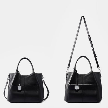 Women’s Genuine Leather Large Capacity Tote Shoulder Bag – Elegant Commuter Style