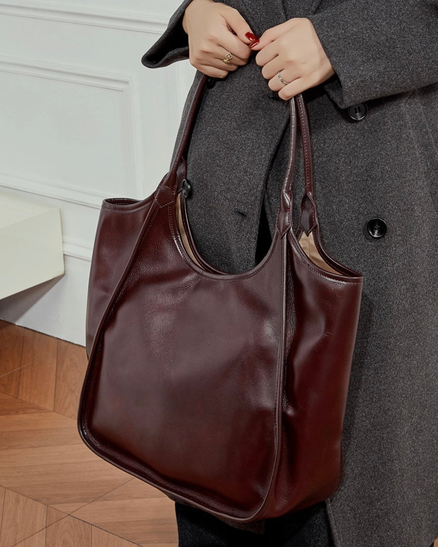 Women's Vintage Espresso Genuine Leather Tote Bag