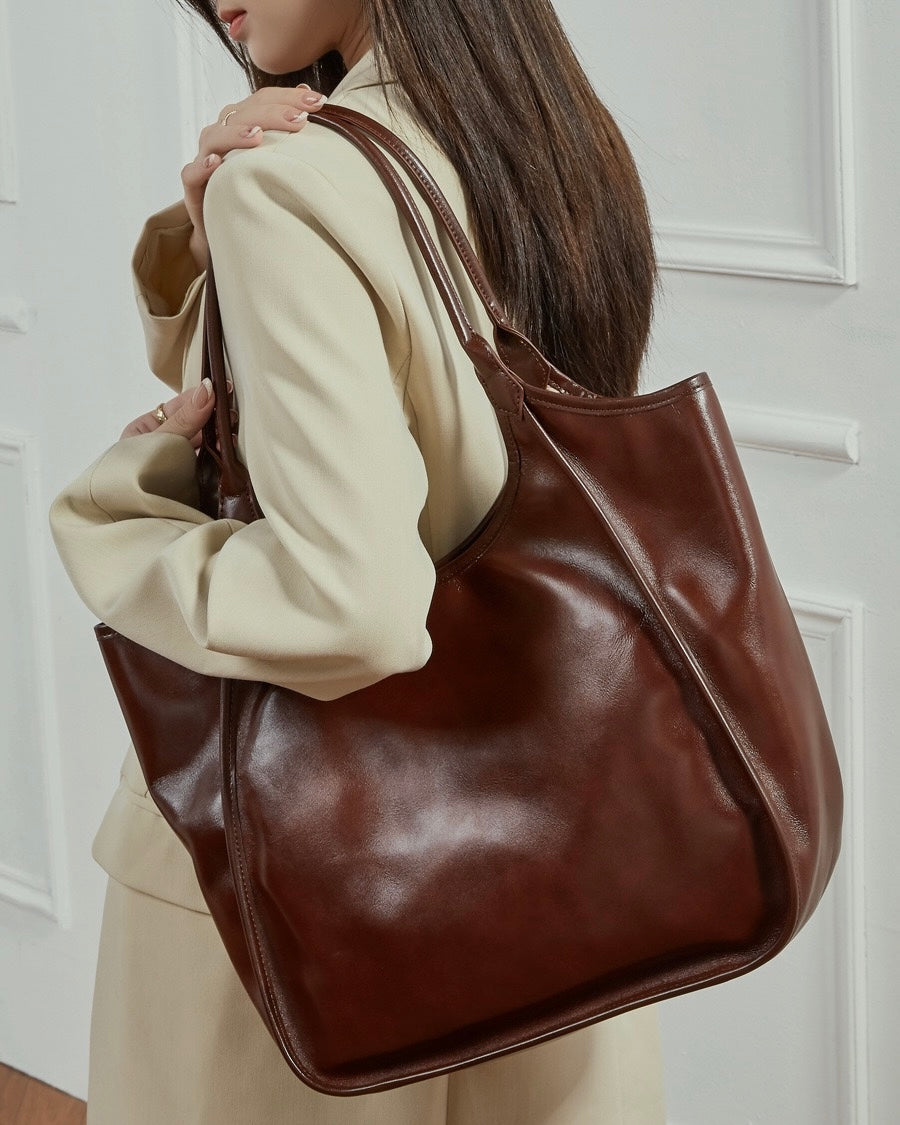 Women's Vintage Espresso Genuine Leather Tote Bag