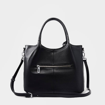Women’s Genuine Leather Large Capacity Tote Shoulder Bag – Elegant Commuter Style
